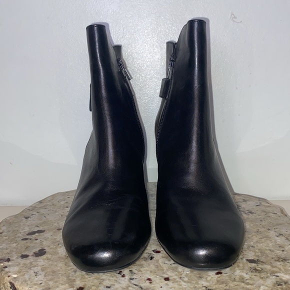Lauren Ralph Lauren Hadara Black Cow Leather Ankle Boot Silver Zipper Buckle 9.5 - Picture 4 of 13